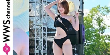 千鶴えま、大人セクシーなブラック変形水着でランウェイに登場！＜TREND GIRLS 撮影会 2024＞